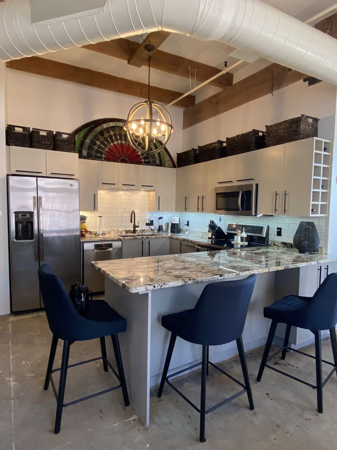 Kitchen cabinet transformation in loft in winnipeg